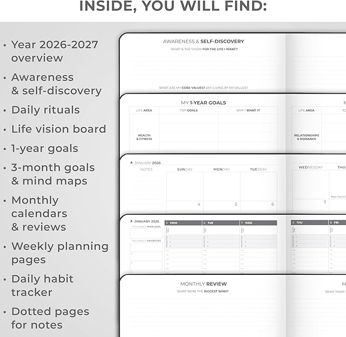 Clever Fox Planner PRO Schedule Dated (Jan 2026–Jan 2027) – Weekly & Monthly Life Planner with Time Slots, Appointment Book and Daily Organizer to Increase Productivity, A4 Hardcover – Black