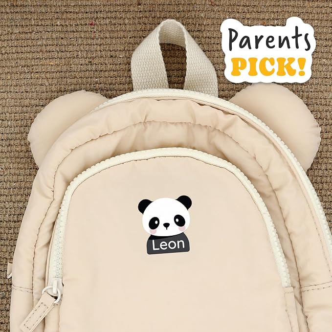 Personalized Daycare Name Labels (84) – Daycare Labels & Name Stickers for Kids – Labels for Kids Stuff Daycare – Waterproof for Baby Bottles, Clothing & Lunch Boxes - Panda