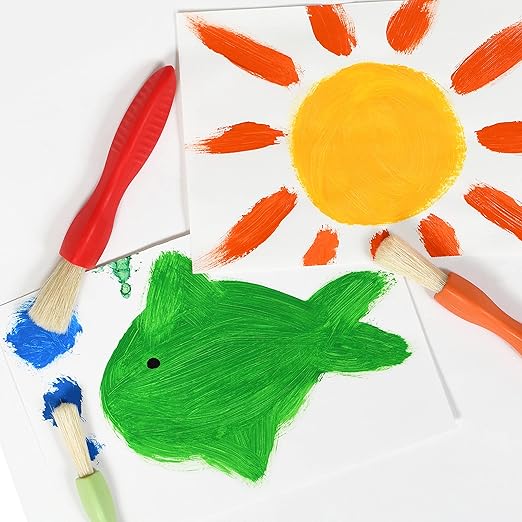 READY 2 LEARN Triangle Grip Paint Brushes - Set of 6 - 3 Sizes - 18m+ - Easy to Grip Paint Brushes for 2, 3 and 4 Year Olds - Encourage Writing Grip
