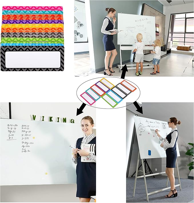 Kare & Kind 40 Pcs Magnetic Dry Erase Labels - Smooth Surface, Reusable and Writable Name Plates - Sticky Tags for Refrigerators and WhiteBoards - Use at Home, School and Office - Art and Crafts