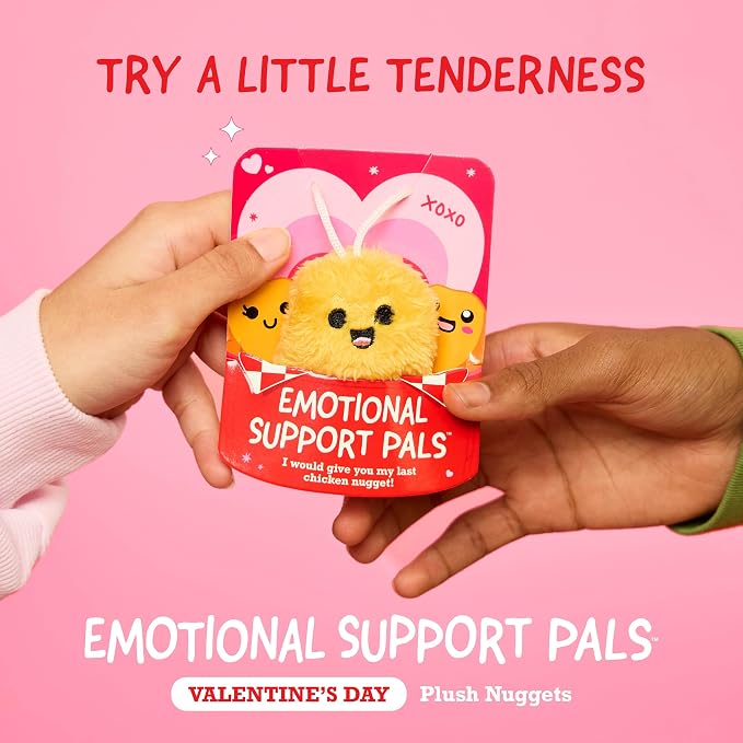 Emotional Support V-Day Nugget Cards by Relatable, Valentine's Plush, Perfect Valentines Gifts for Kids Classroom or Gift for Work Friends, Includes 10 Plushies with 10 Cards and a Carrying Case
