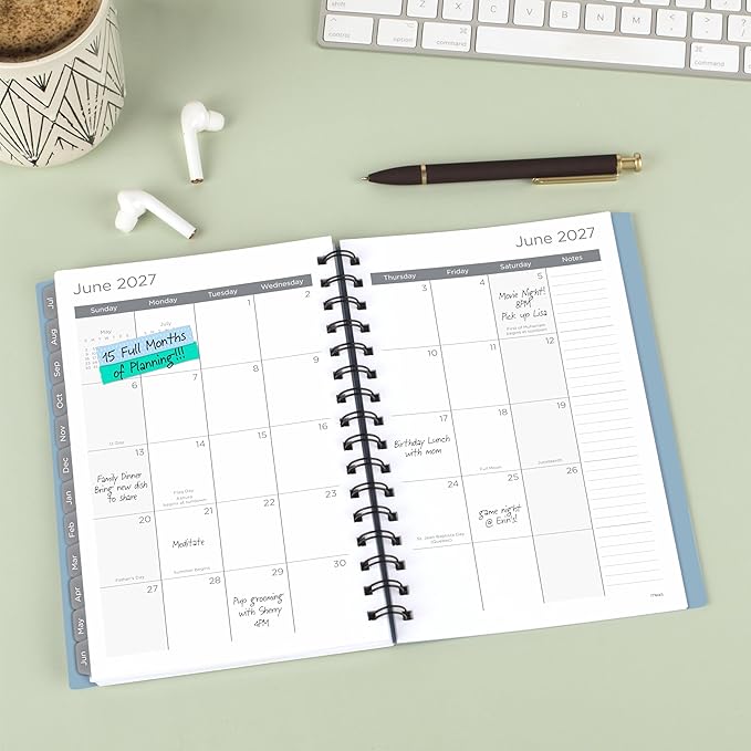 Mead Planner 2026-2027 Weekly & Monthly Academic 15-Month April-June, 5.5" x 8.5", Composure Blue (CAW42020)