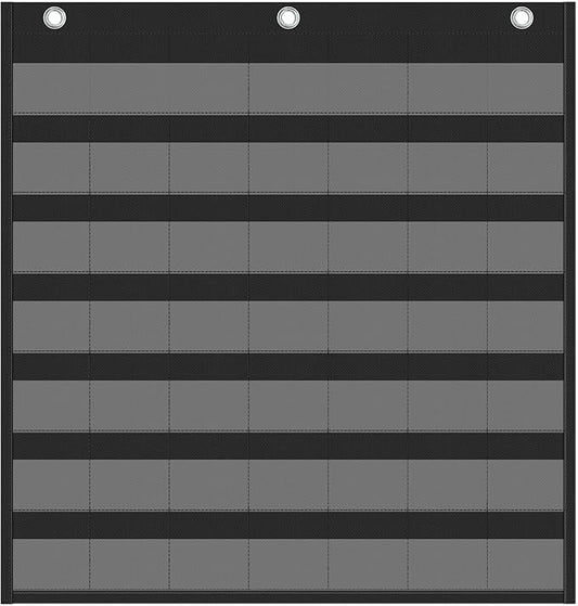 Yoink 45 Pockets Classroom Calendar Pocket Chart for Kids Learning - Monthly Calendar with Durable Fabric, Homeschool and Teacher Supplies, Preschool Kindergarten Wall Decor, Only Chart (Black)