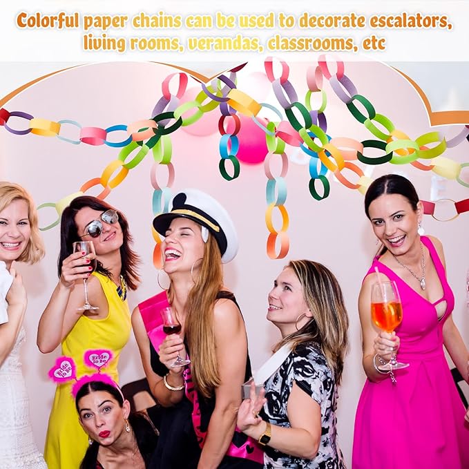 Lincia 1000 Sheets Paper Chain Garland Strips 1x8 Inch with Double Sided Tape, DIY Construction Paper Chains for Birthday Wedding Holiday Party Decorations, Crafts Supplies (Bright)