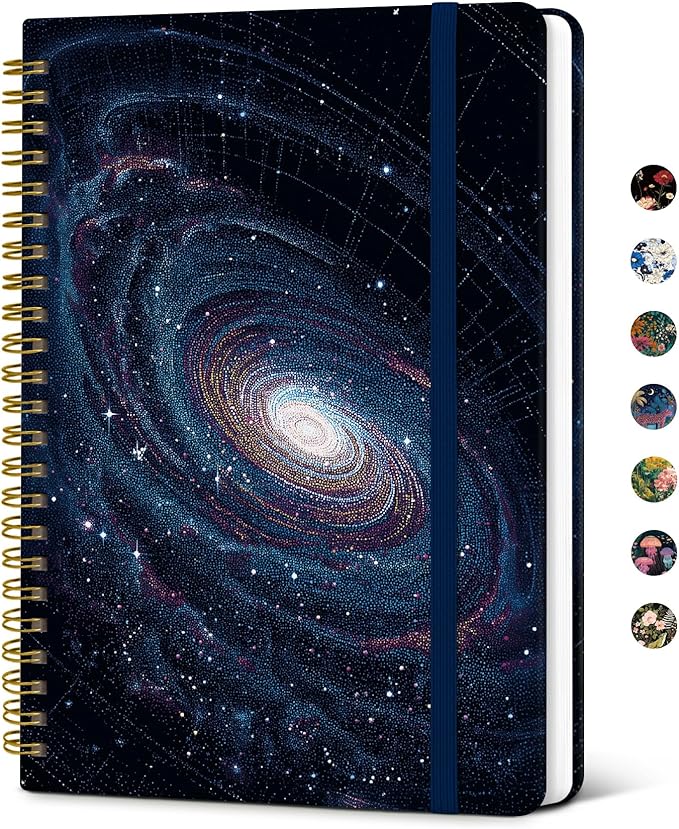 Taja Lined Spiral Notebook Journal for Women A5(5.8" × 8.3"), Cute Hardcover Notebook for Work, School & Note Taking, Pretty College Ruled Journal for Writing, 140 Pages, Galactic Spiral
