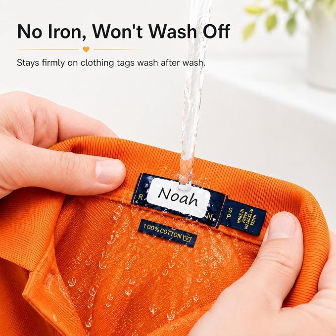 CHUBBIEE All Purpose No-Iron Kids Clothing Labels, 160-Pack | Self-Stick Write-On Fabric Labels for Camp, School, Daycare, Nursing Care, Toys, Organizing, Washer & Dryer Safe