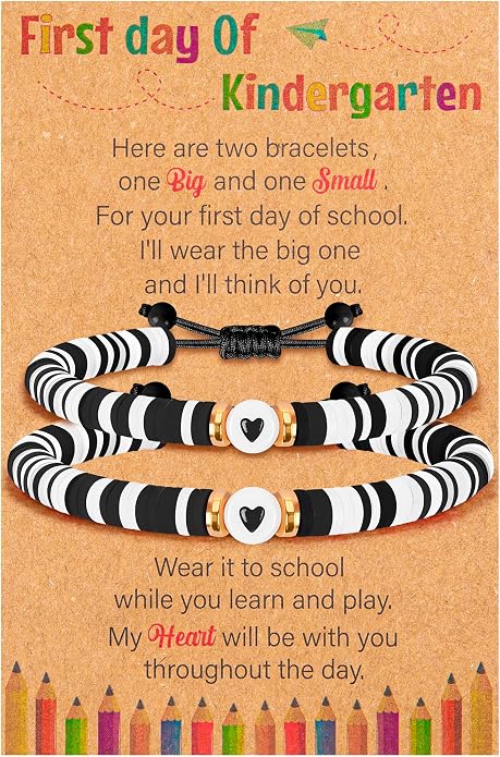 Back to School Supplies, First Day of Kindergarten Bracelet, Back to School Bracelet Mommy and Me, Prek Matching Wish Bracelets Set, Adjustable Bracelet for Boys Girls Gifts Stuff Bulk