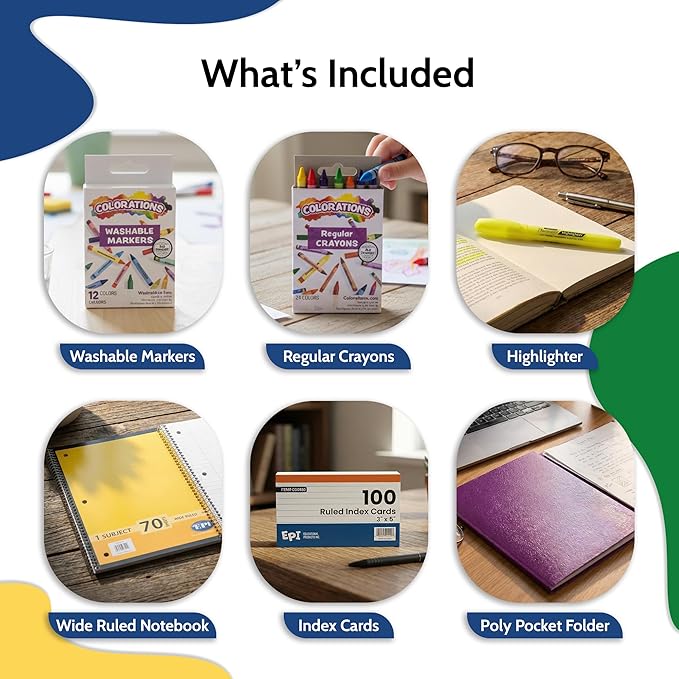 EPI Essentials Bulk School Supplies for Kids – 2nd to 3rd Grade School Supply Packs – Wide-Ruled Bundle with Classroom-Ready Standard List Essentials – 168 Boxes per Pallet