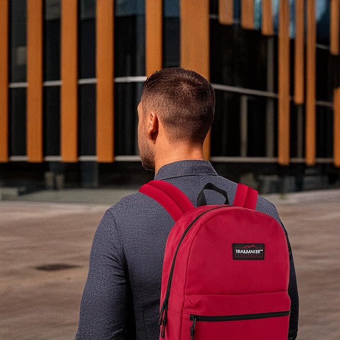 Trail maker Classic 17 inch Backpacks with Adjustable Padded Straps | School Backpacks for Girls, Boys (Red)