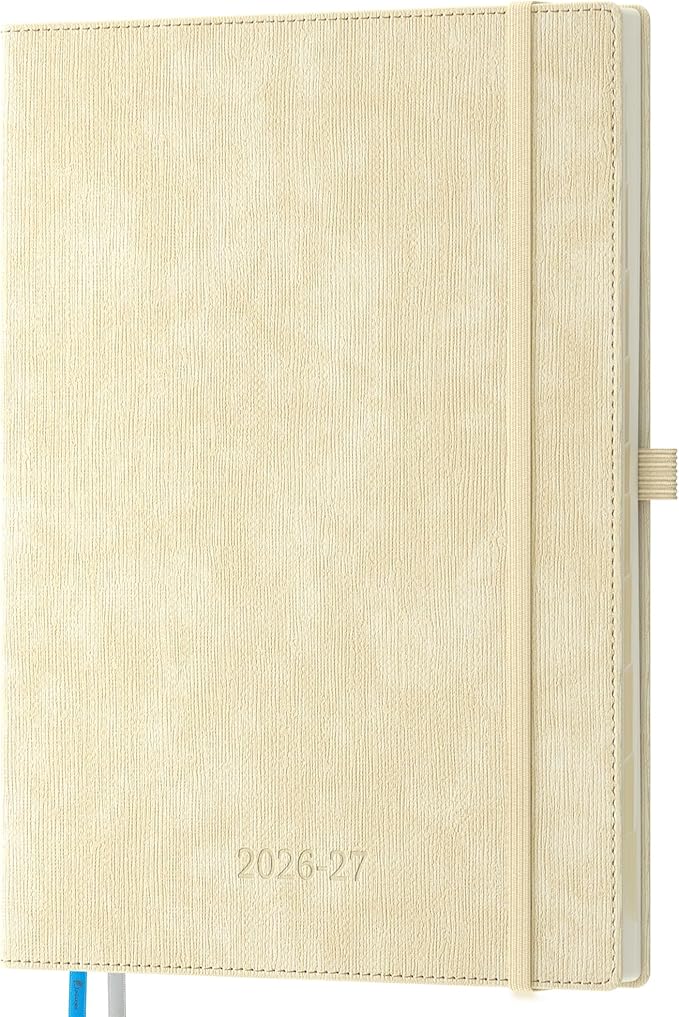 2026-2027 Weekly and Monthly Planner (July 2026–December 2027), 8.5"x11.5", Vertical Layout, 18 Months Agenda with Month Tabs & Pocket, Academic Calendar with Vegan Leather Cover,Beige