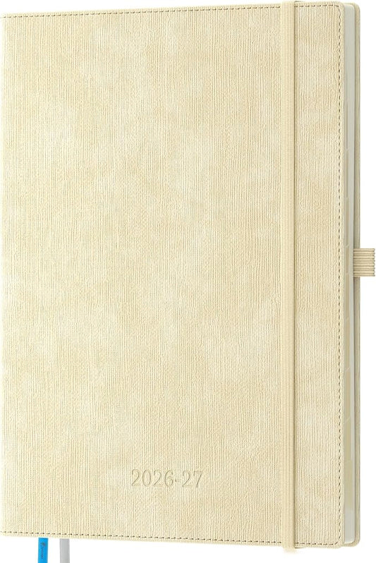 2026-2027 Weekly and Monthly Planner (July 2026–December 2027), 8.5"x11.5", Vertical Layout, 18 Months Agenda with Month Tabs & Pocket, Academic Calendar with Vegan Leather Cover,Beige