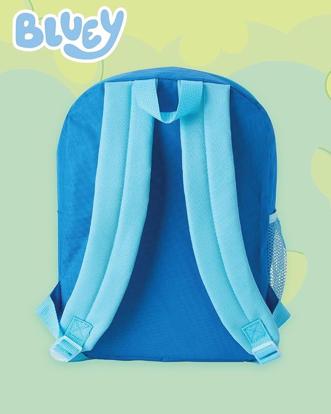 Fast Forward Bluey Kids Backpack and Lunch Box Set - 14" 3D Boys & Girls Backpack with Lunch Box for Preschool & Kindergarten, Bluey Light Blue