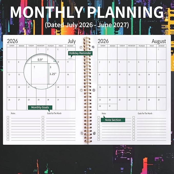 Student Planner 2026-2027 Monthly & Weekly School Planner 2026-2027 Student Planners Academic Year for Middle and High School, Aug 2026 - Jun 2027, 8.2" x 10.7", Academic Planners with Stickers & 3-Hole Punched - Multi