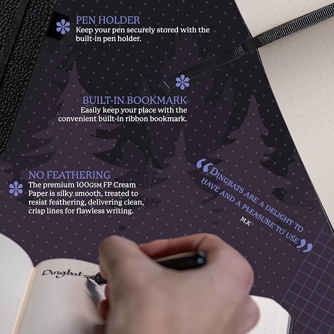Dingbats* Wildlife Dotted Writing Journal Notebook A5 - Vegan Leather Hardcover - Ideal for Work, Travel - Pocket, Elastic Closure, & Bookmark