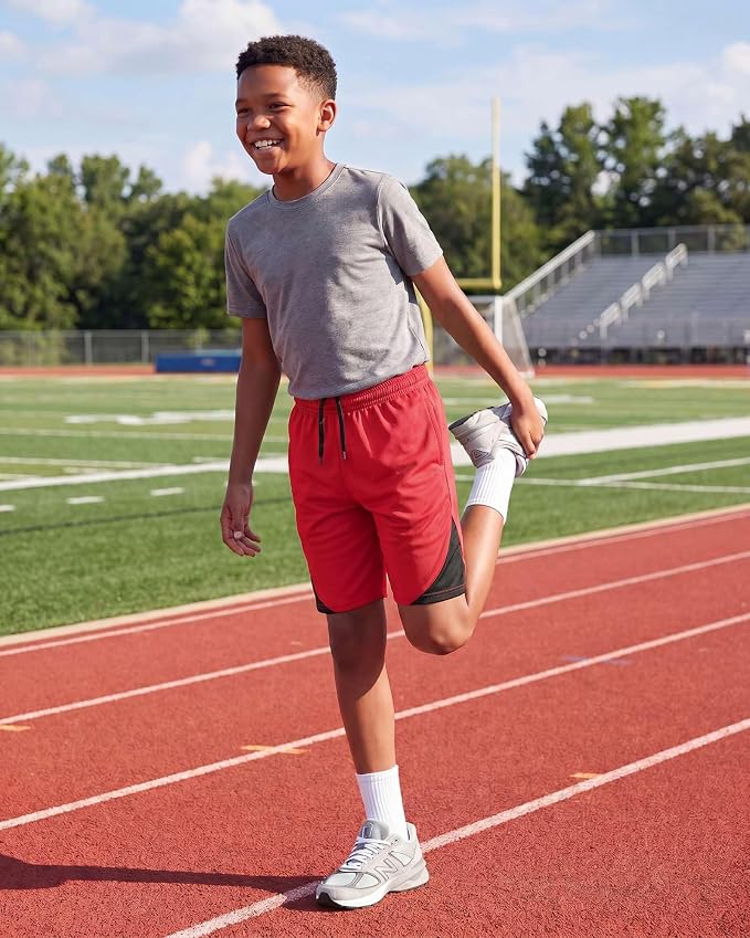 Real Essentials 5 Pack: Boys' Mesh Basketball Athletic Shorts with Pockets – Teen Kids Youth Quick Dry Soccer Running Gym