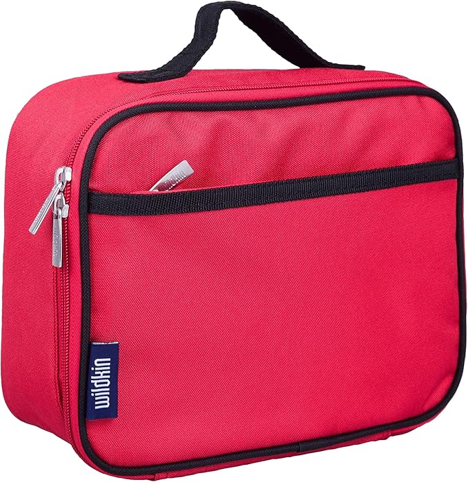 Wildkin Kids Insulated Lunch Box, Keeps Food Hot or Cold, BPA-Free with Mesh Pockets & Easy-Clean Lining – Ideal for School, Travel & Daycare – Cardinal Red