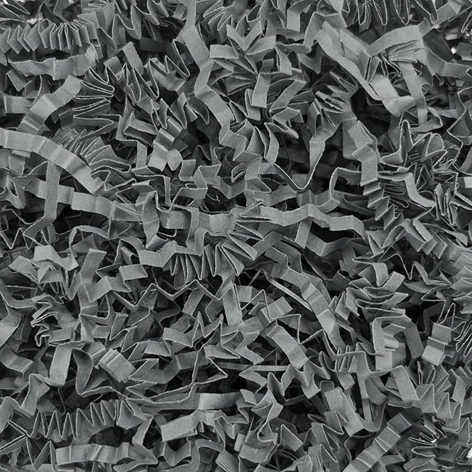 Tisspoms 1LB Crinkle Cut Paper Shred Filler, Paper Shreds for Basket Fillers, Birthday, Gift Wrapping, Anniversary, Wedding, Halloween, Thanksgiving, Christmas Gift Decor Party Filler (Grey)