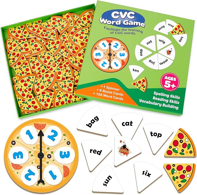 Kasfalci CVC Word Games,Phonics Games,CVC Flash Cards,Speech Therapy Toys for Toddlers Kids,Learn to Read,Reading Learning Sight Word Games,Kindergarten Preschool Learning Activities Educational Toy