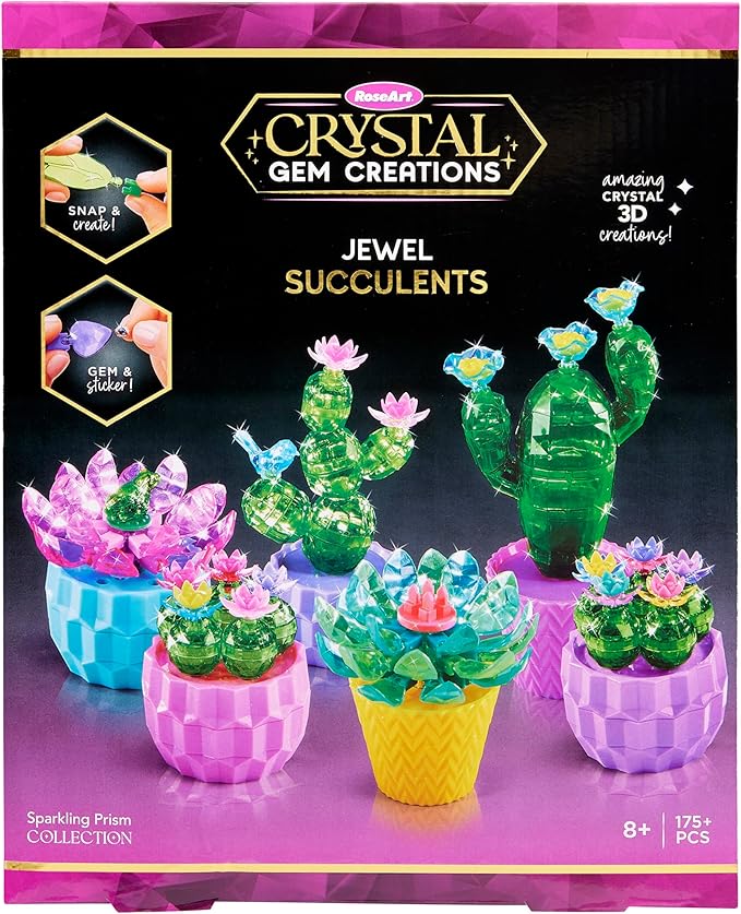 Cra-Z-Art Crystal Gem Creations Jewel Succulents Kit by RoseArt, 175+ Pieces, Great for Adults, Tweens and Children Ages 8+