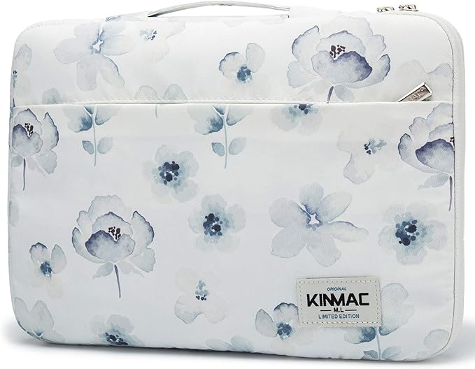 Kinmac 360° Heavy Duty Protective Laptop Sleeve Case Bag Cover with Handle for MacBook Air 13 inch,iPad Pro 13 inch and 13.3 inch HP,Dell,Lenovo,Asus,Acer Laptop (Ink Flower)