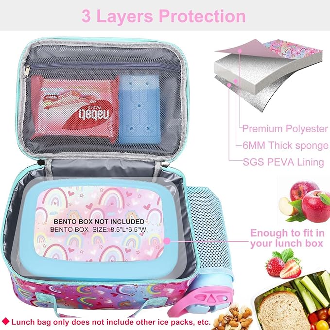 RHCPFOVR Kids Lunch Bag - Insulated Lunch Box for Boys Girls,Washable Lunch Bag and Reusable Toddler Leak-proof Lunchbox for School and Daycare