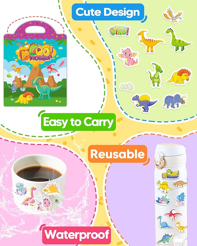 Benresive Reusable Sticker Book for Toddlers & Stickers for Kids, Toddler Travel Toys, Craft Activities, Boys & Girls Birthday Gifts