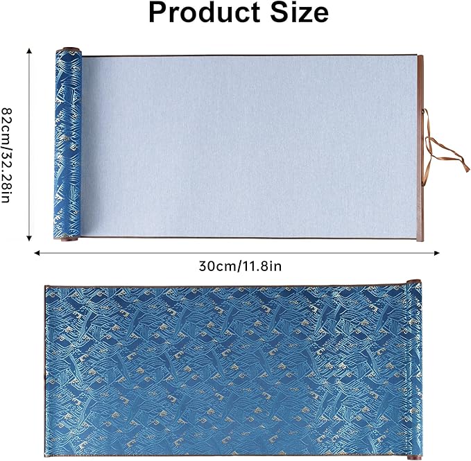 Magic Canvas Paint with Water,Reusable Calligraphy Cloth, Water Writing Cloth Scroll for Students Beginners Drawing Practice, No Ink or Paper Waste, Mess-Free Painting Activity(Blue-2)