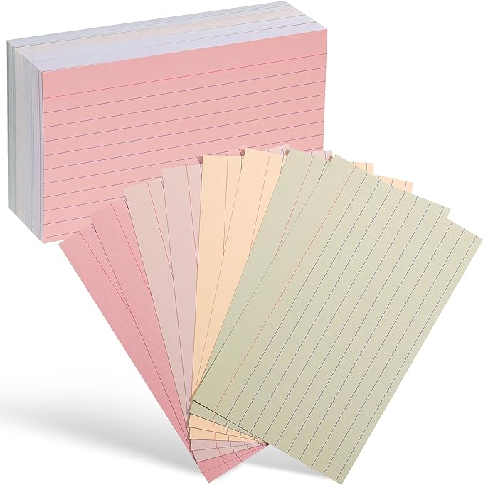Mr. Pen- Lined Index Cards, 3"x5", 180 Cards, Vintage Colors, Bulk Flashcards for Studying, School, College, Office and Home Organization, Durable Study To Do List Note Cards with Ruled Lines