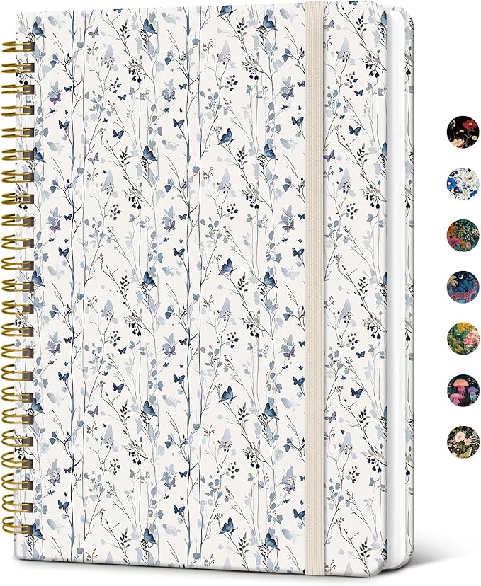 Taja Lined Spiral Notebook Journal for Women A5(5.8" × 8.3"), Cute Hardcover Notebook for Work, School & Note Taking, Pretty College Ruled Journal for Writing, 140 Pages, Butterfly Grove