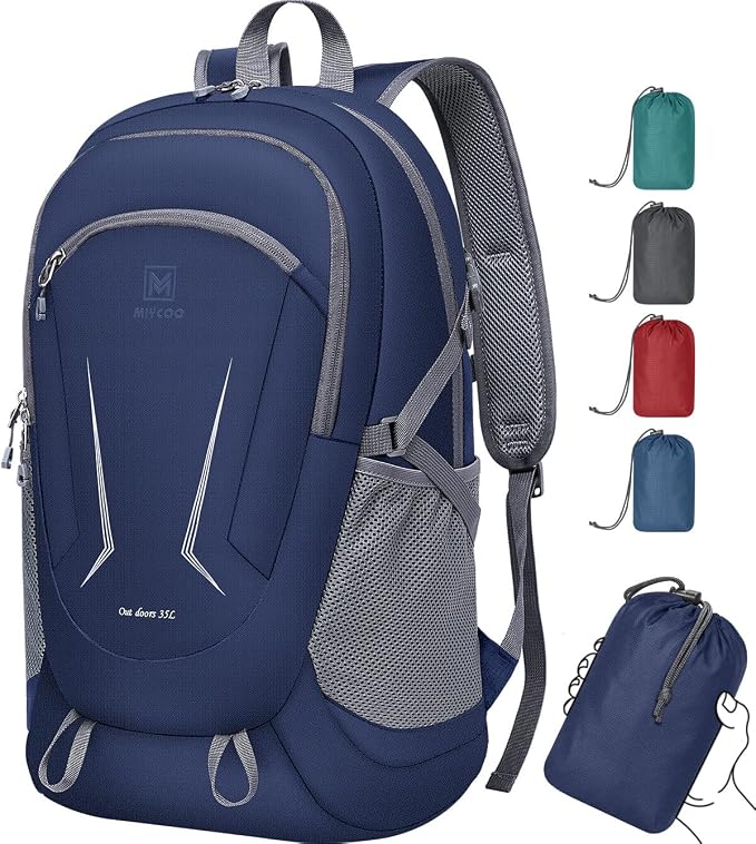 MIYCOO Ultralight Packable Backpack, 35L Waterproof Hiking Daypack | Travel Camping Foldable Daypack, Hiking Back Pack for Men Women, Dark Blue