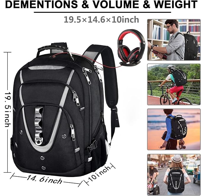 17 inch Laptop Backpack, Large Travel Backpack for Men Airline Approved and TSA Friendly, RFID Anti Theft Water Resistant Bookbag Fit for College High School Students Weekender