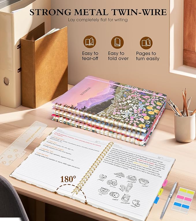 Spiral Notebook Journal 8.5” x 11”, A4 Large Notebooks for Women Men, College Ruled Lined Journal, 100 GSM Paper, Hardcover Spiral Bound Journals for Work School Note Taking Business, Gingham