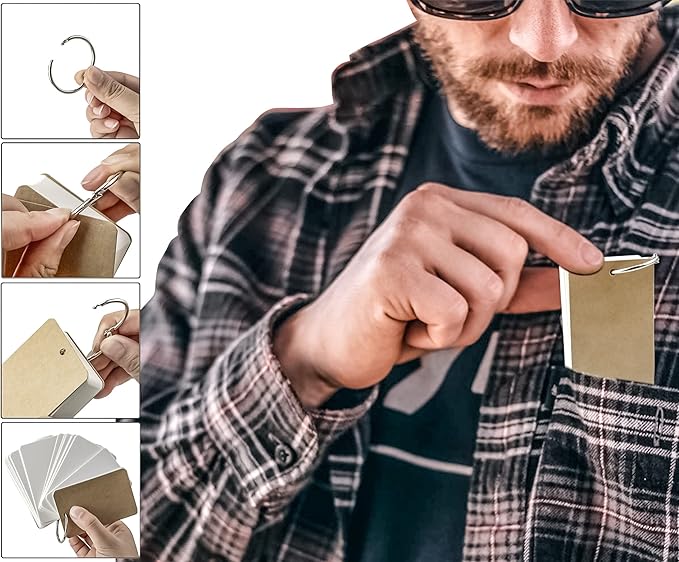 500 Pcs Flash Cards 2x3 Inch Index Cards with Ring Lined Note Card Bood Flashcards, Mini Blank Flash Cards 2x3 White Card Pad Index Note Bood 2 x 3 Notecards for Studying School Supply College