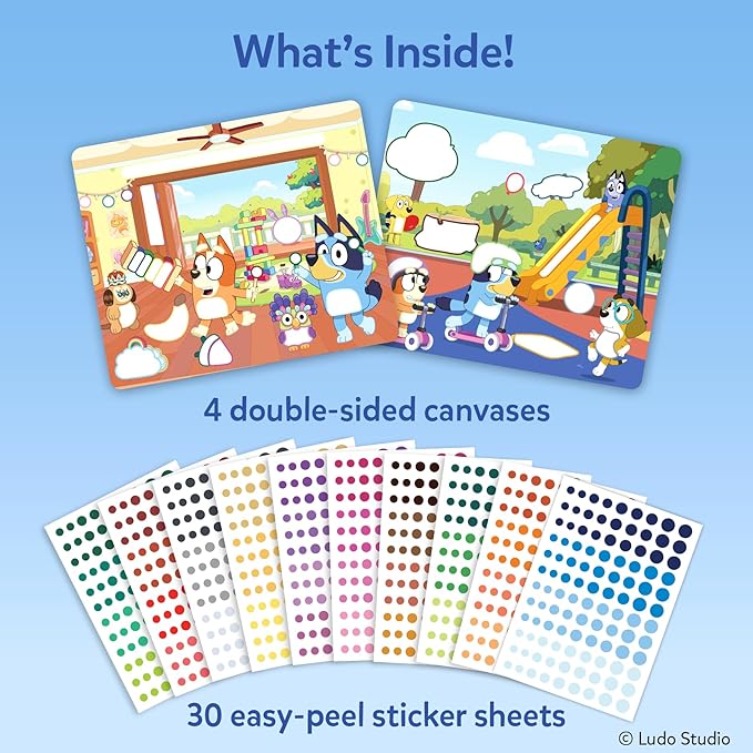 Skillmatics Bluey Dot It Sticker Activity – Mess-Free Fun for Kids, 500+ Stickers, Craft Kits, DIY Activity, Travel Toys, Gifts for Boys & Girls Ages 3, 4, 5, 6, 7