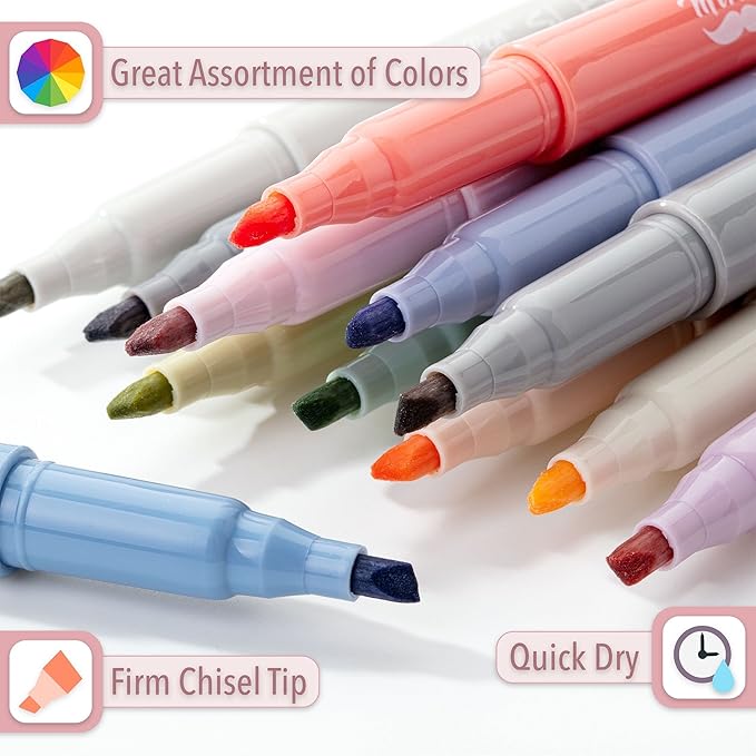 Mr. Pen- Highlighters, 12 Pack, Morandi Colors, Chisel Tip, Quick-Dry, Smear-Resistant, Odorless Highlighters for School, Office & Journaling