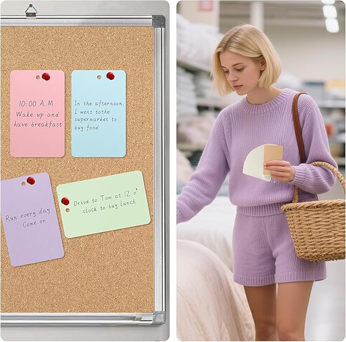 300 Sheets Blank Index Cards with Binder Ring, 6 Packs 3.54 * 2.13 Inch Colored Kraft Note Cards for Studying, Flash Card for Home, School and Office Learning and Memory
