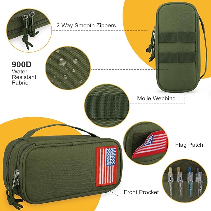 Tactical Pencil Case for Boy,Wide open Pen Pouch Bag with Handle for School | Marker Organizer Case Pen Box, Tool Bag Desk Organizer for School College Office Organizers for Kids Men Women Adult Teens
