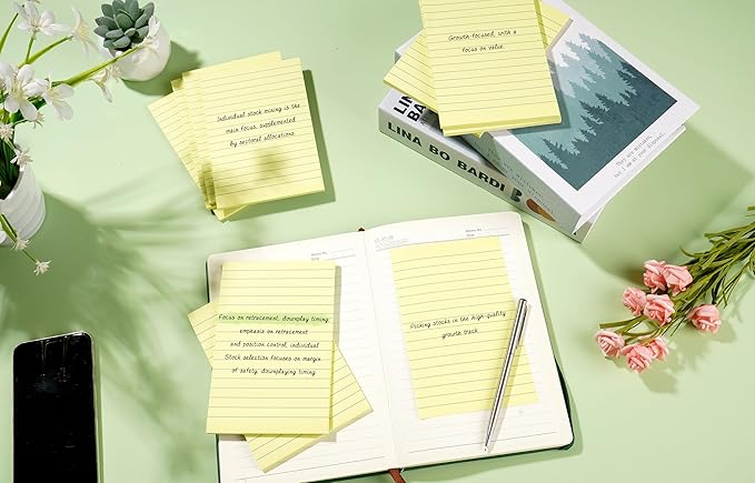 9 Pads Lined Sticky Notes 4x6 inch Post, Yellow, Clean Removal, Self-Stick Pads, Large Sticky Notes Easily Used for Home, Office, School, 40 Sheets/Pad (Pack of 2)