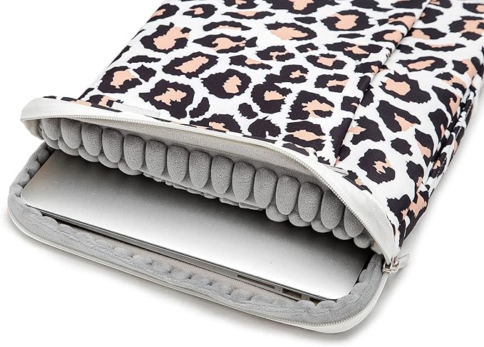 Kinmac 360° Protective Laptop Sleeve Case Bag Cover with Handle for MacBook Pro 16 inch,16 inch HP,Lenovo,Dell,ASUS,Acer Ultrabook and Business Laptop (Leopard-Pink)