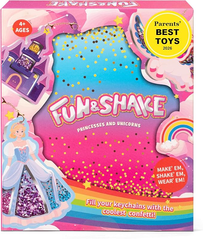 Shake-its Glitter Craft Kits, DIY Art Kit for Kids - Fun Shake Art Supplies, Creative Arts and Crafts Activity Gifts for Girls & Boys Ages 4 5 6 7 8 9 (Unicorns & Princesses)