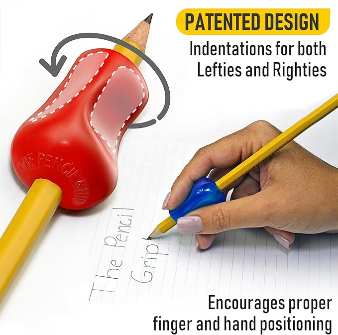 The Pencil Grip Neon Grippers 6-Pack, Pencil Grips for Kids Handwriting, Ergonomic Pen Holder for Righties & Lefties, Writing Practice for Kids, Toddlers, Adults, Writing Tool with Finger Cushion