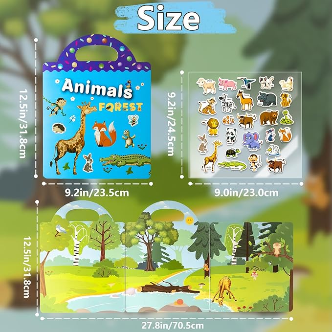 Reusable Sticker Books for Toddlers 1-3, Puffy Stickers Book for Kids Ages 2-4, Toddler Travel Toys for Birthday Christmas - Animal, Marine, Dinosaur, Traffic, Space, Organ (6 Set)