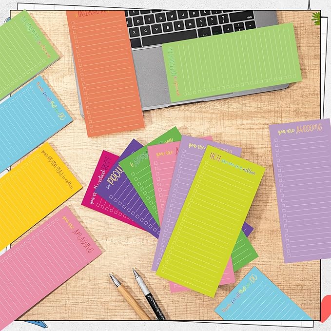 Censen 10 Pack 500 Sheets to Do List Notes Daily Checklist Notepad with 50 Sheets Undated Memo Pad Color Block Shopping List Weekly Plan Notepad Organizer Planners(Multicolor, Motivation Language)