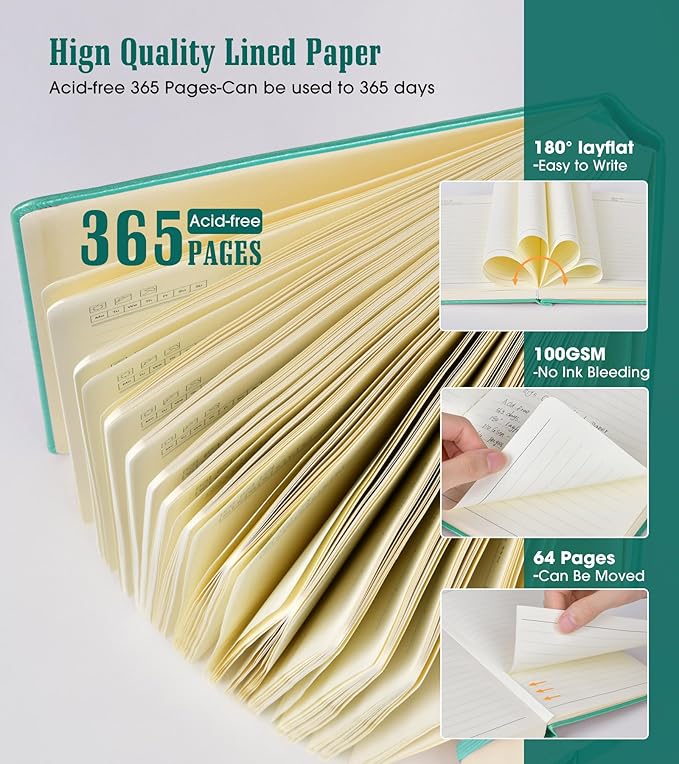 Lined Journal Notebook, 365 Pages A4 Large Journals for Writing Ruled Notebook, Hardcover Leather Journal for Women Men, Daily Notebook for Work, Note Taking, 100Gsm Thick Paper ( 8.5" x 11" Teal)