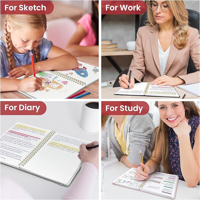 Taja Blank Spiral Journal Notebook for Women & Men, 140 Pages, Sketch Book, Plain Notebook for Drawing & Sketching, Journals for Creative Writing, A5(5.7" x 7.9") – Black