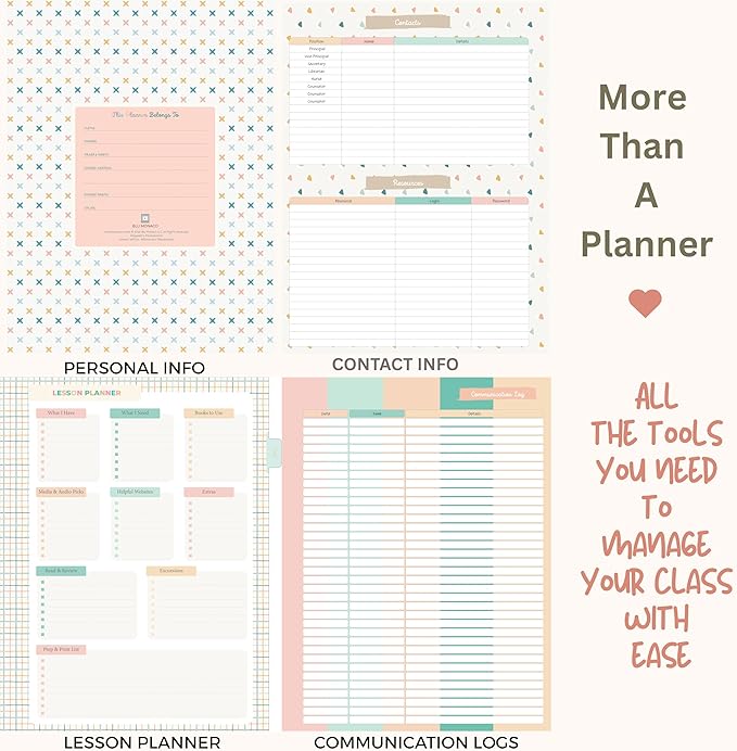 Teacher Planner 2026-2027, Horizontal Lesson Plan Book for Teachers | Pastel Striped, 8.5" x 11" | Weekly & Monthly Academic Year Lesson Planner, July 2026-June 2027 | Stickers & Bookmark
