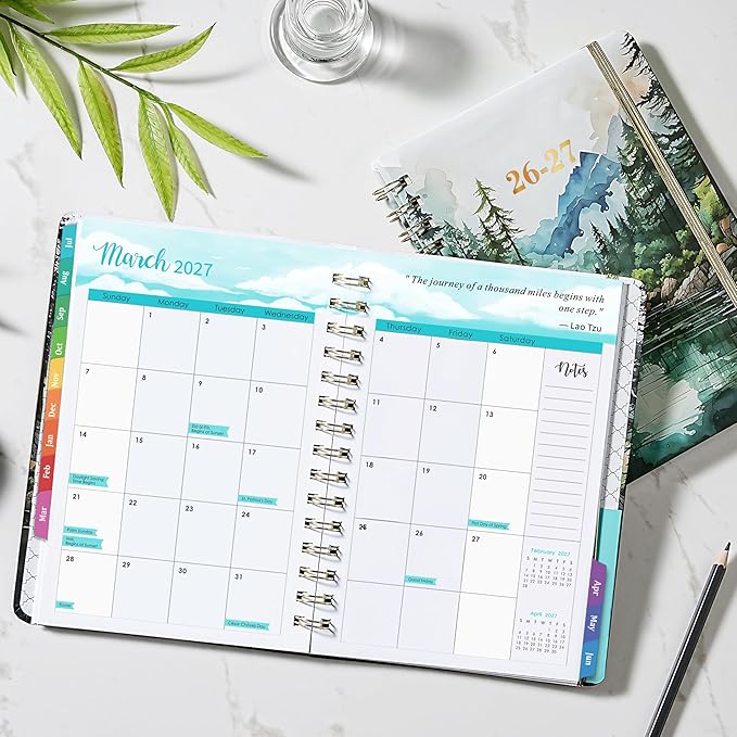 Planner 2026-2027 - 2026-2027 Planner Weekly and Monthly, July 2026 - June 2027, Hardcover Academic Planner with Tabs, Elastic Closure, Inner Pocket, Perfect for School Office Supplies, 6.3" x8.4"