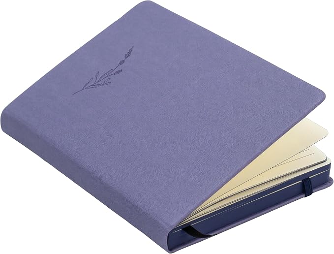 EVERLINEA 5.6” x 8.3” Embossed Lavender A5 Hardcover Notebook, 240 Lined Pages, Dusty Purple