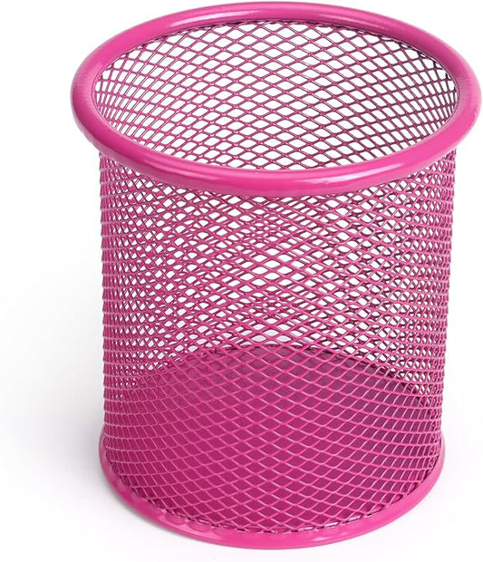 Tamaki Pen Holder Cup for Desk, Wire Mesh Pencil Cup Holder, Pink | Pen Cup for Desk Office Pen Organizer