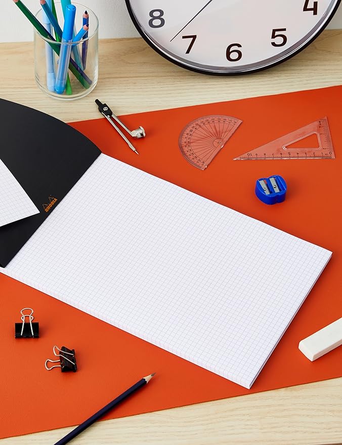 Rhodia Staplebound Notepads - Graph 80 Sheets - 8 1/4 x 12 1/2 in. - Black Cover
